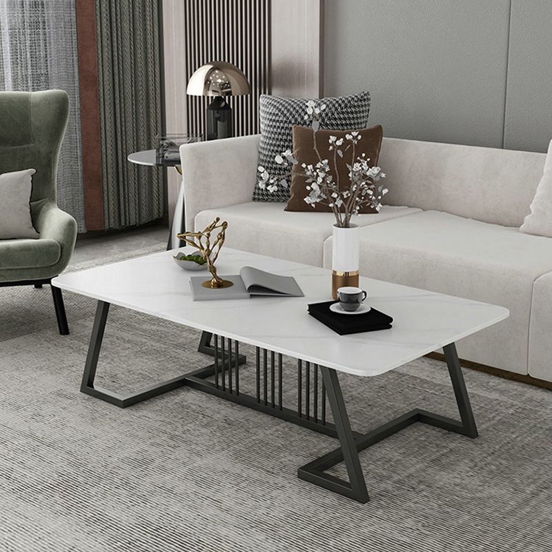Rectangular Slate 1 Single Coffee Table 17.7-In High Frame Cocktail Table
