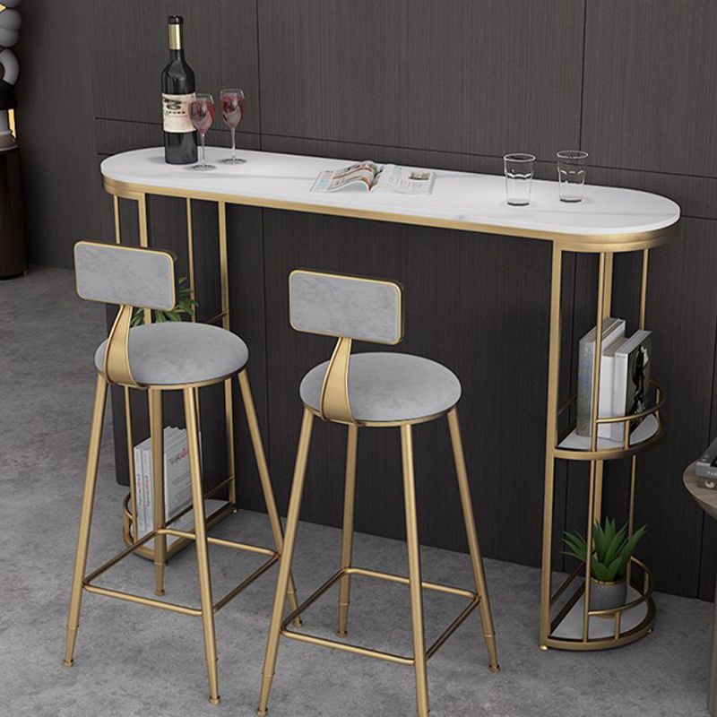 Modern Stone Ellipse Bar Table Storable Table for Living Room