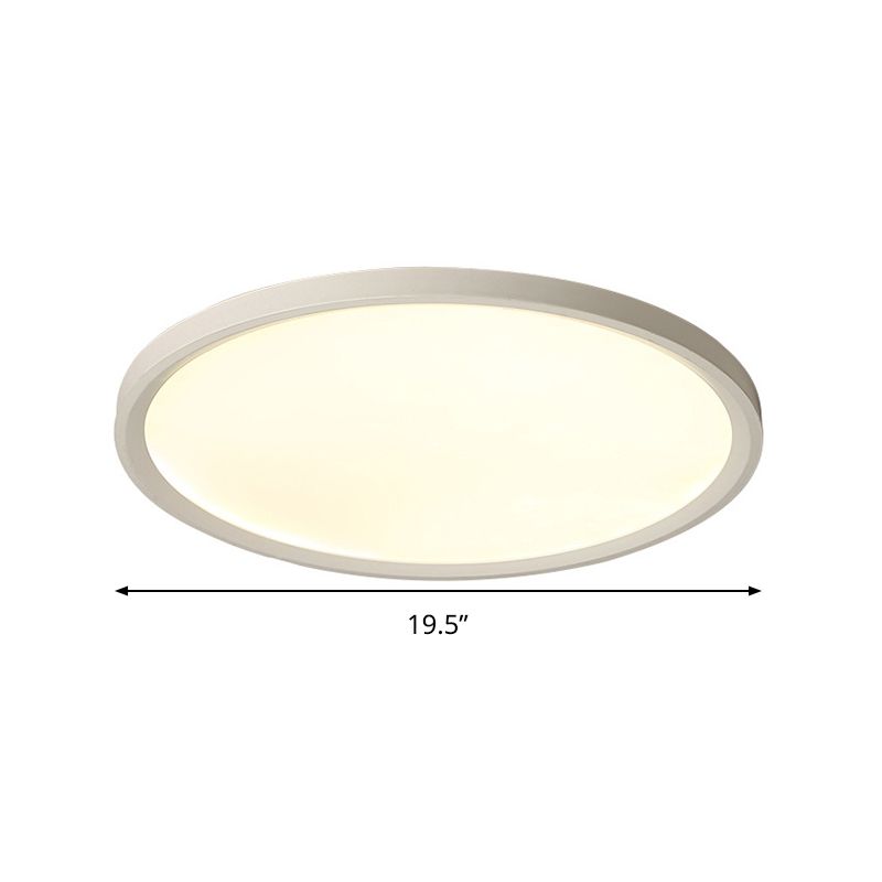 Minimalist White Disc Flush Light 16"/19.5"/23.5" Dia Super Thin Acrylic LED Ceiling Lamp in Warm/White Light/Remote Control Stepless Dimming