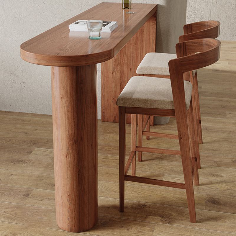 Modern Free Form Bar Table Set 1/3 Pcs Pine Solid Wood Bar Table and Stools in Brown