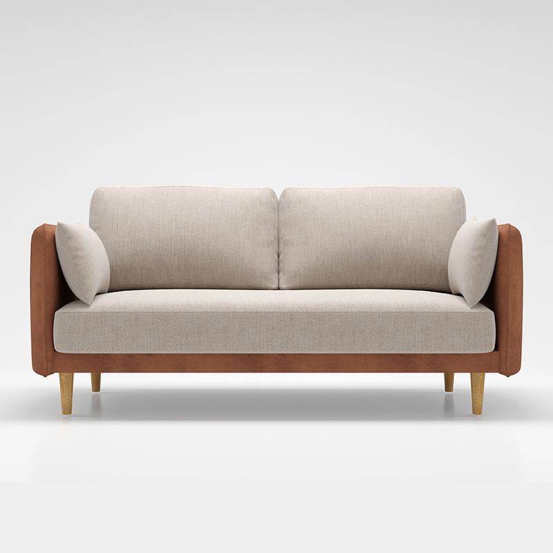 Square Arm Sofa 31.89" H Scandinavian Fabric Sofa with Pillows