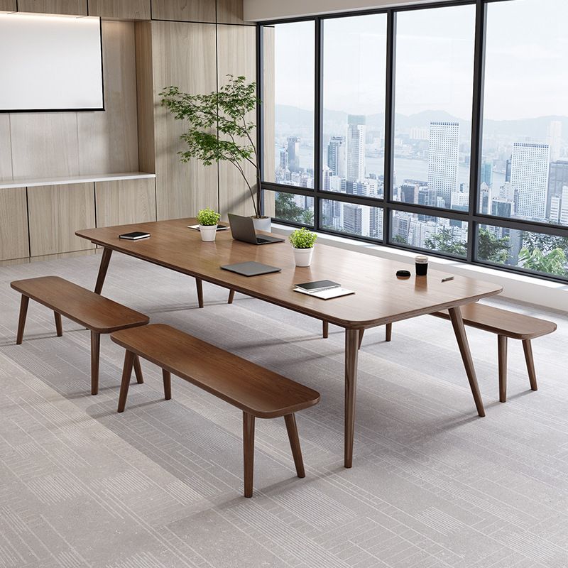 Pine Wood Top Dining Table Traditional Luxury  Rectangle Table with 4 Legs