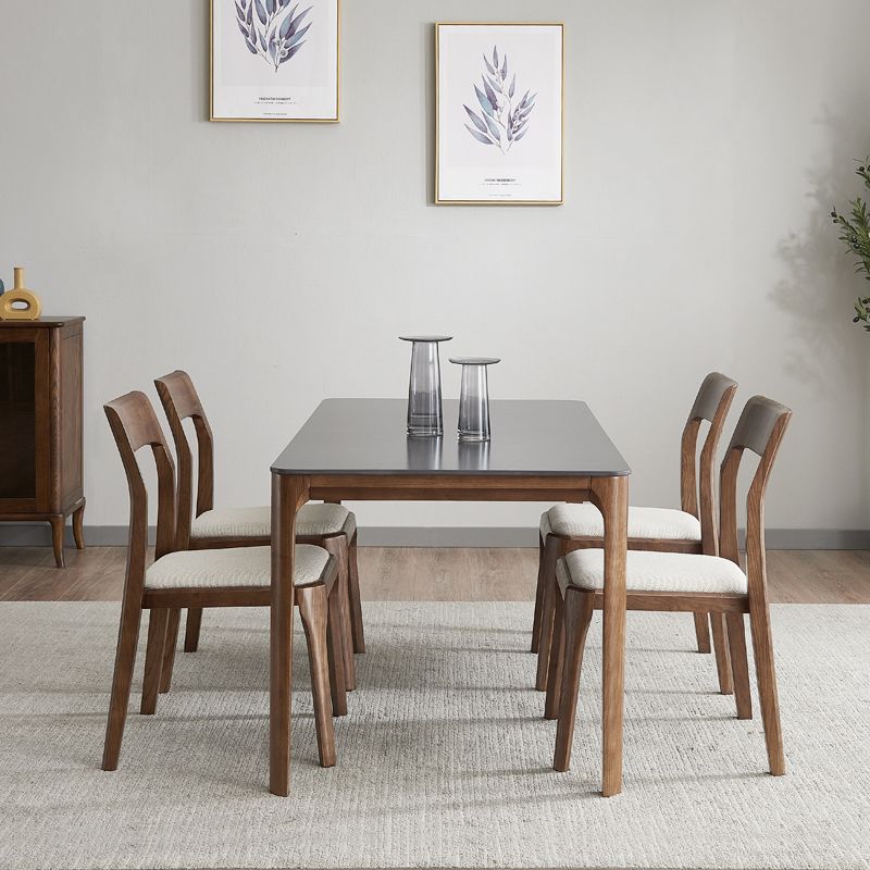 Silla auxiliar de madera contemporánea para el hogar, silla de comedor con respaldo abierto natural (juego de 2)