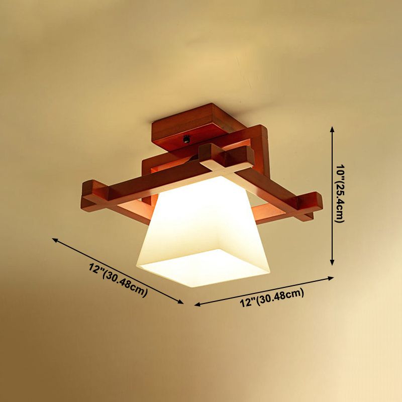Aisle Semi Flush Mount Ceiling Fixture Wood Simple Style Ceiling Lighting in Brown