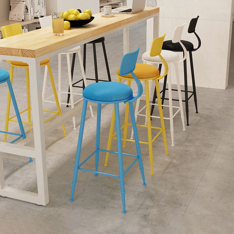 Matte Finish Iron Bar Stool Industrial Low Back Milk Tea Shop Stool