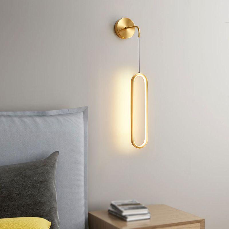 Oval Shape Metal Wall Sconce Modern Style Single Light Wall Mount Light