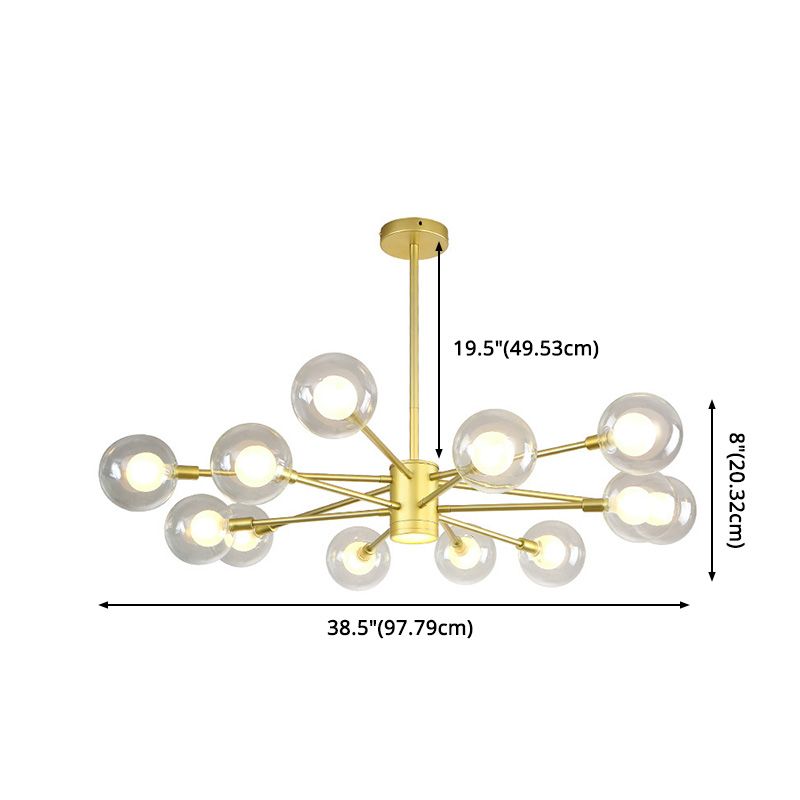 Nordic Style Simplicity Ceiling Pendant with Spotlight Design Transparent Glass Ball Chandelier for Living Room