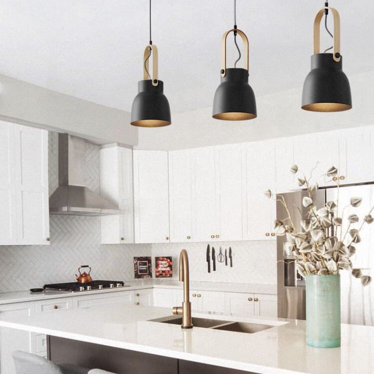 Wooden Handle Pendant Ceiling Light Simplicity Pendant Lighting Fixture for Dinning Room