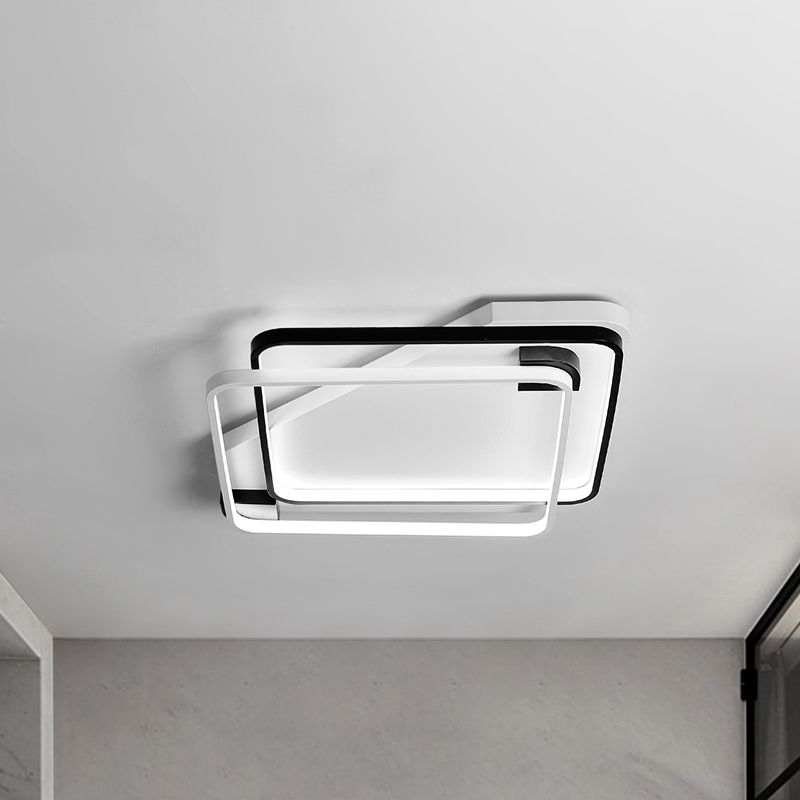 18 "/22" 27,5 " Wide Acrilico Rettangolare Rettangolare Light Moderno LED Nero e White Flushmount in Warm / White Light