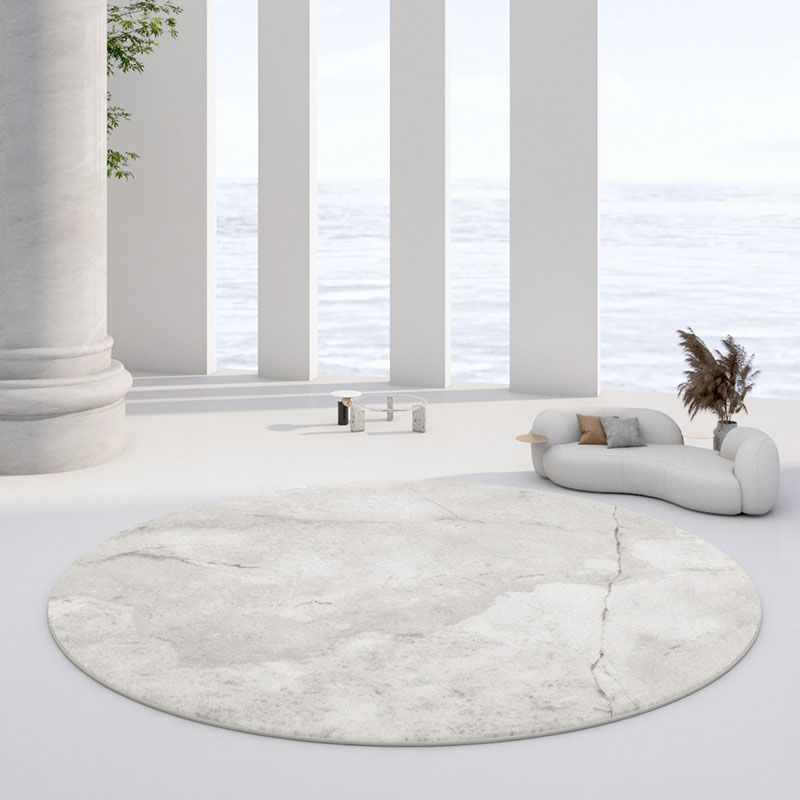 Round Watercolor Carpet Washable Indoor Rug Polyester Stain Resistant Rug for Living Room