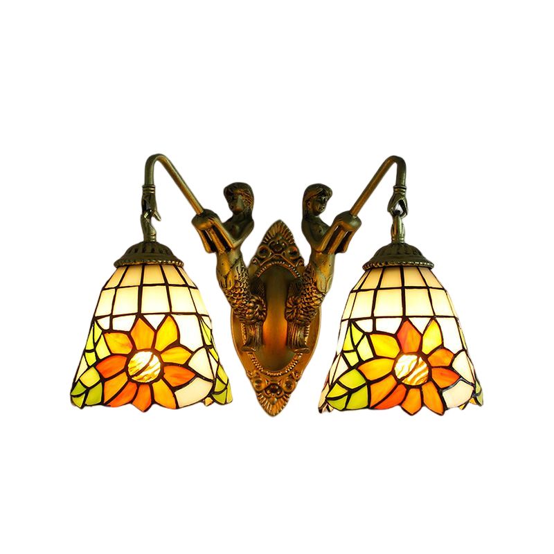 Tiffany Glass Vanity Light Creative Wall Light Sconce for Washroom