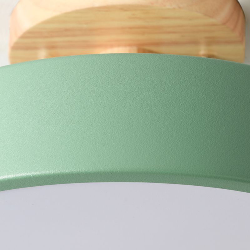 LED Round Semi Flush Nordic Metal and Wood Ceiling Semi Flush in 5 - Colors