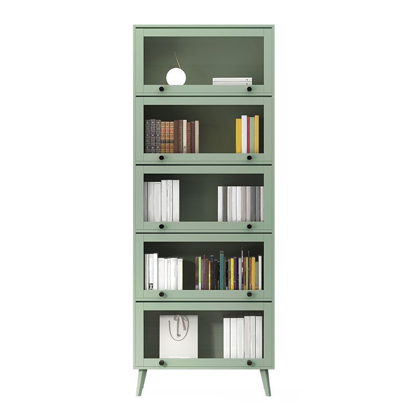 Modern Style Bookcase Closed Back Bookshelf with Glass Door for Home Office