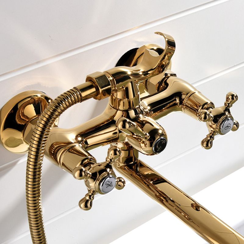 Wall Mounted Bathroom Faucet Metal Swivel Bathroom Faucet with Hand Shower