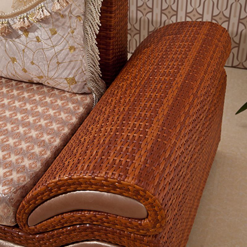 Tropical Style Rattan Accent Sofa and Chaise Slipcovered Sofa with Pillows