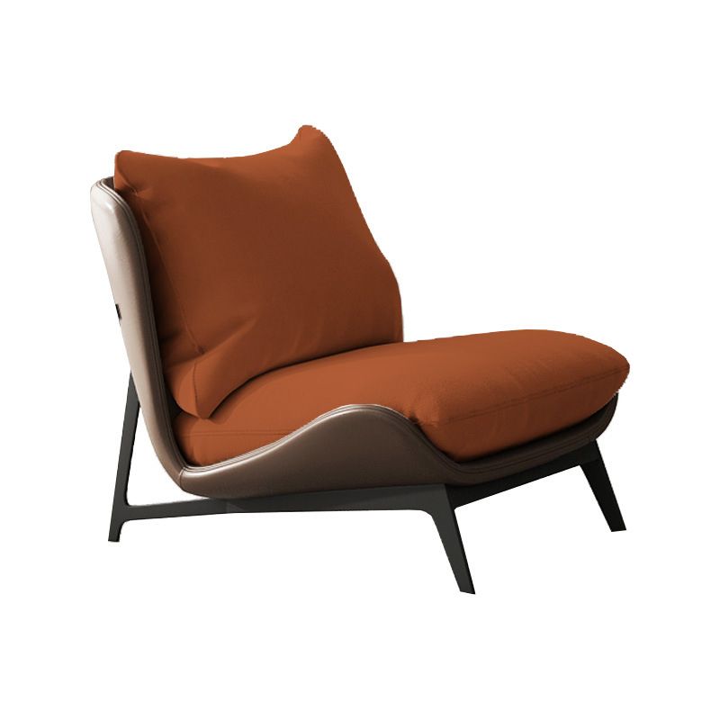 Fixed Back Pillow Lounge Chair Fabric Seat Chair with Black Legs