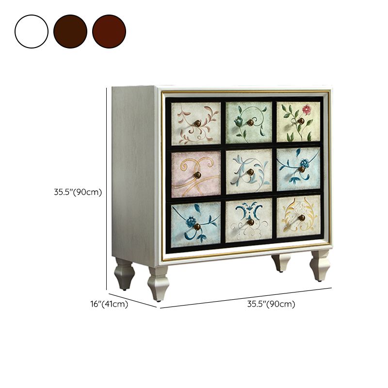 American Traditional Wooden Storage Chest Home Chest with Drawers