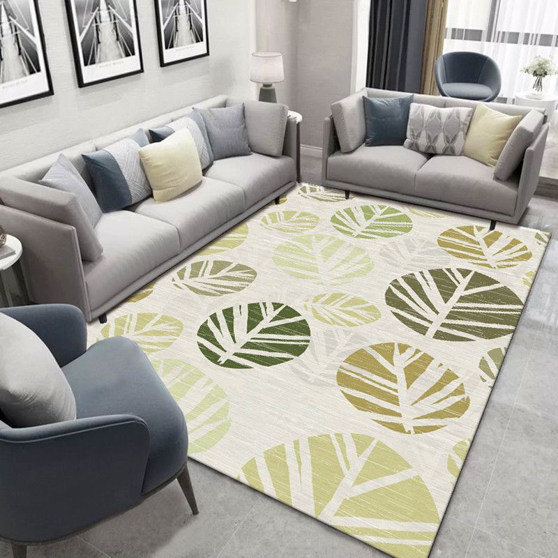 Blauw modern tapijten polyester bladeren indoor tapijt niet-slip achterste tapijt voor woonkamer