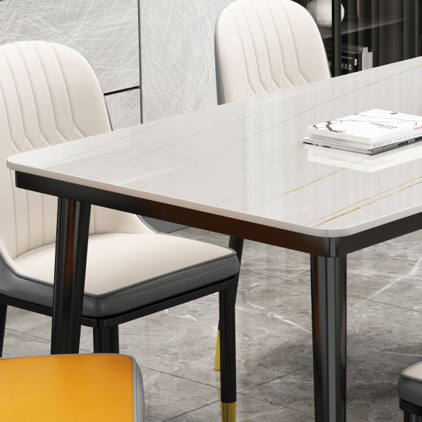 Table à manger de cuisine en pierre fritrée moderne avec base de 4 jambes avec base de 4 jambes