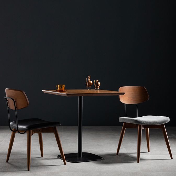 21-inch Metal Industrial Dining Table Square Pine Solid Wood Top Table with Pedestal