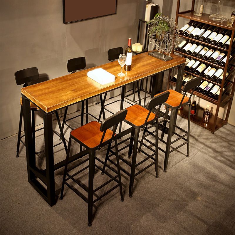 Industrial Style Bar Set 1/2/3/4/7 Pieces Solid Wood Pub Dining Set for Indoor