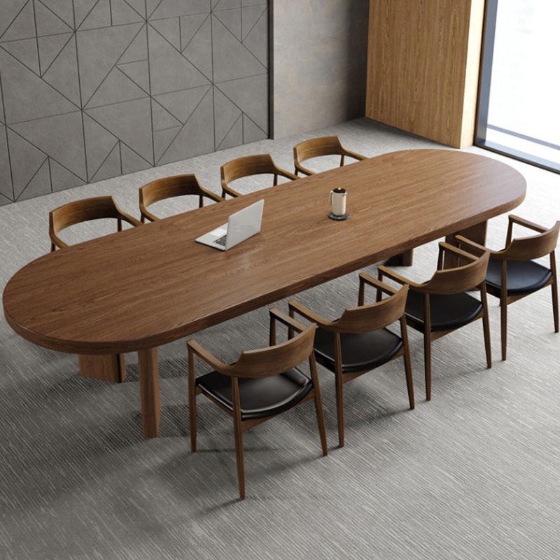 Mesa de comedor con tapa de madera de pino Mesa de comedor ovalada moderna con 4 patas
