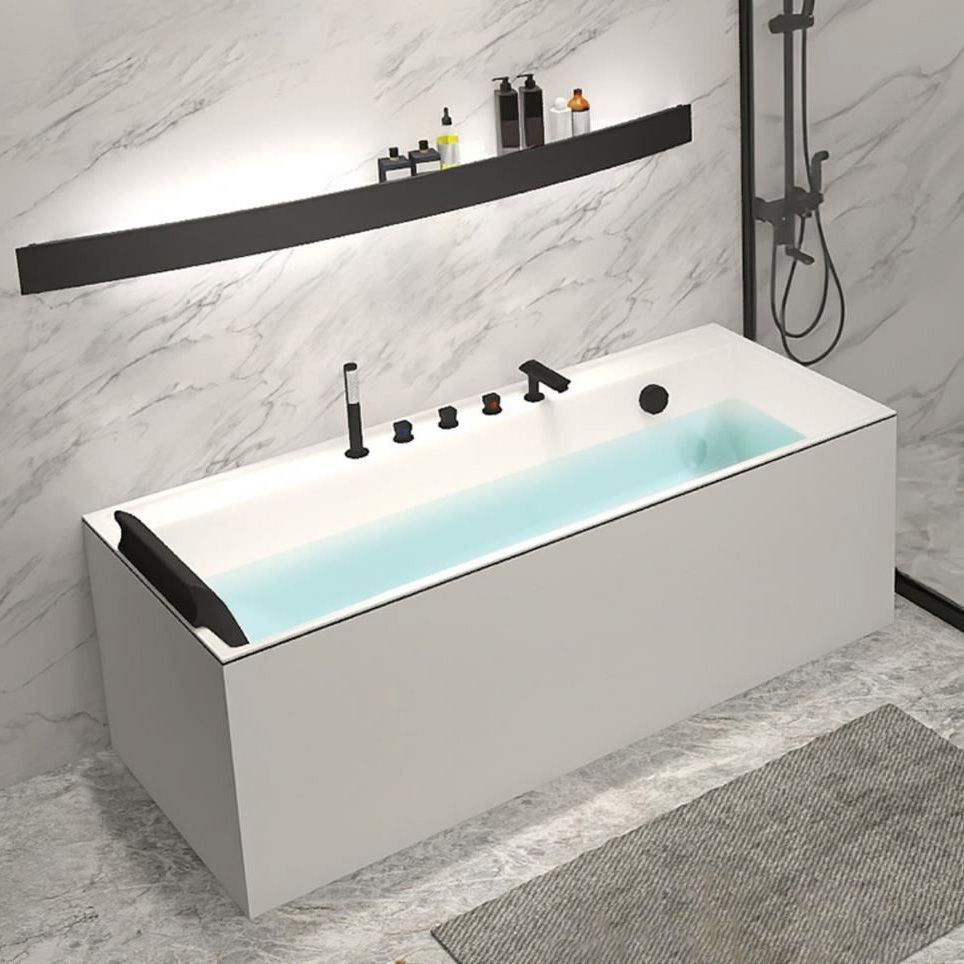 Modern Rectangular Bathtub Acrylic Soaking White Back to Wall Bathtub