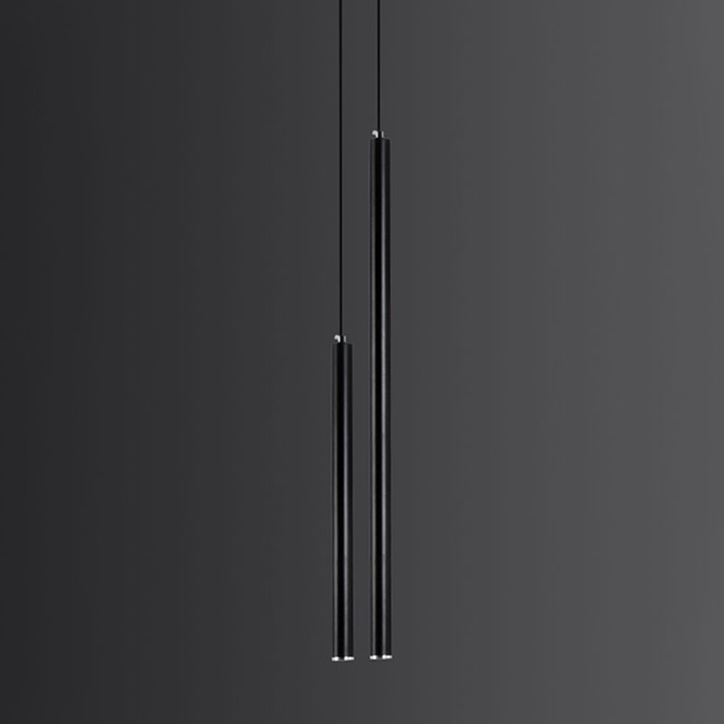 Cylindrical Shape Metal Hanging Lights Modern Style Hanging Light Fixtures in Black