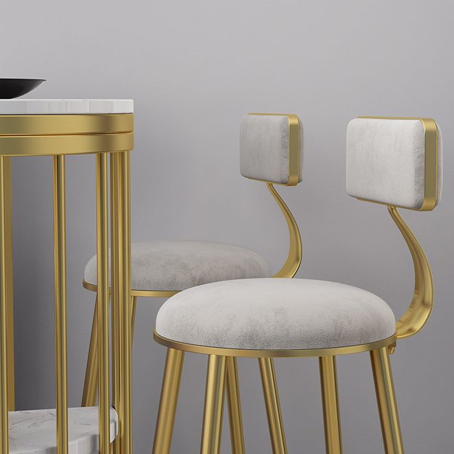 1/3 Pieces Glam Iron Bar Table Set White Faux Marble Top Bistro Set with Shelf