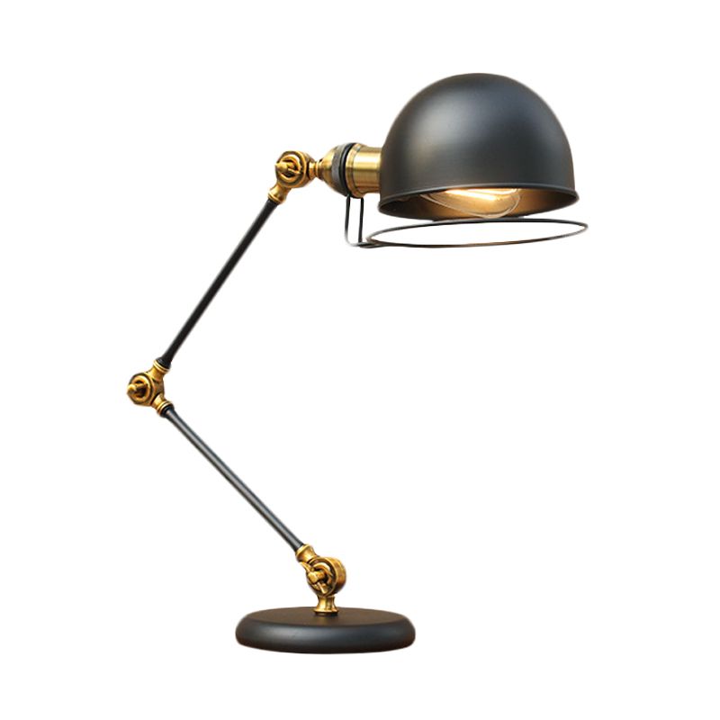 1 Lampenkuppel Task Light Industrial Black Finish Metallic Tischlampe mit Ringdetail und Schwungarm, 6,5 "/8" Breite