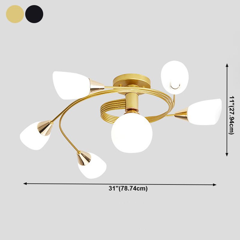 Bell Shape Ceiling Lamp Modern Iron Flush Mount with Glass Lampshade for Bedroom