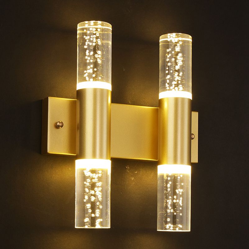 Moderno cilindro in stile di lusso su e giù a parete a led sconce cristallo montato lampada montata per camera da letto