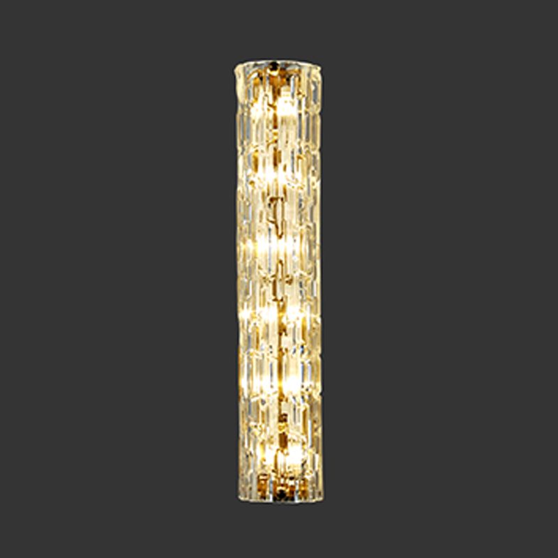 Half Cylinder Shade Glass Wall Sconce Modern 1 Light Wall Mount Light Fixture in Brass