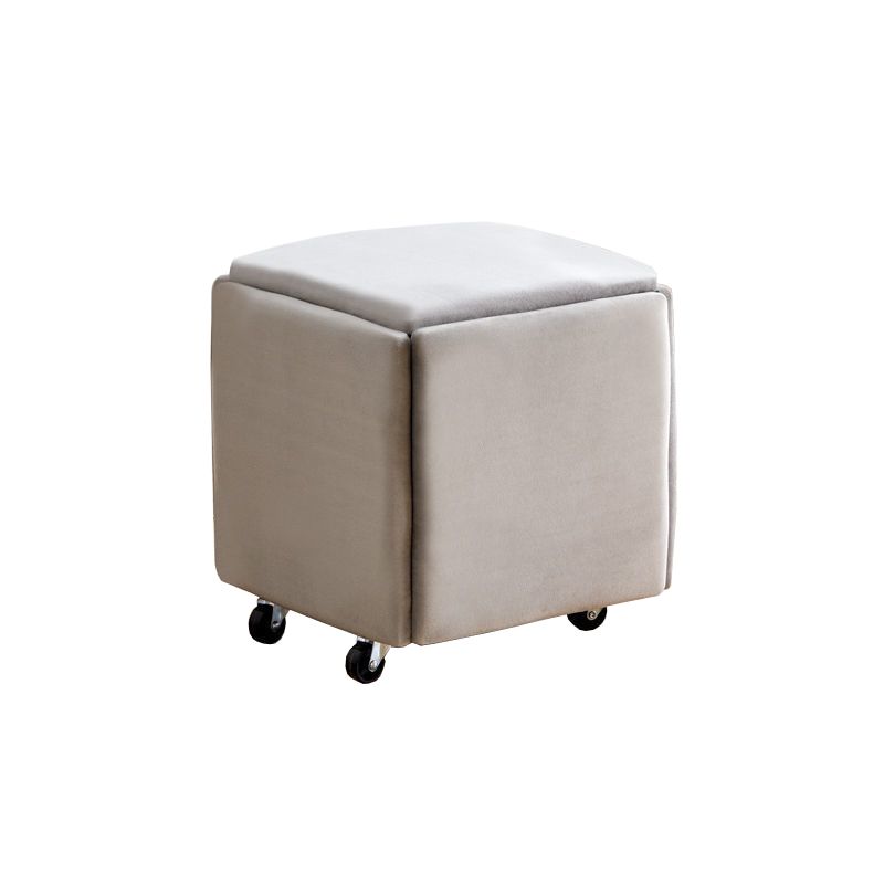 Modern Plain Boucle Ottoman Velvet Square with Storage Target Pouf