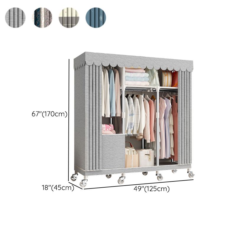 Steel Wardrobe Closet with Garment Rod Modern Wardrobe Armoire