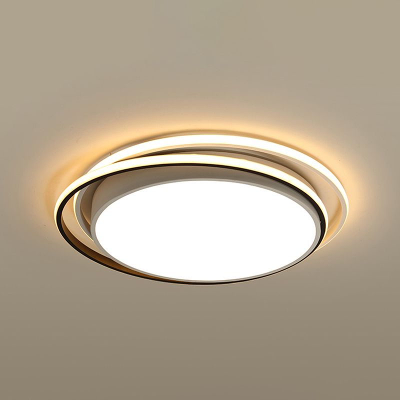15 "/19" W Flush Ring Licht Einfache Stil Metall LED Schwarz/Weiß Deckenbeleuchtung in Warm/White/3 Farbe Licht