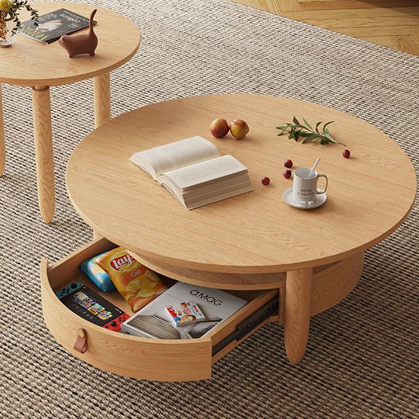 Contemporary Coffee Table Set Round Coffee Cocktail Table with Drawer