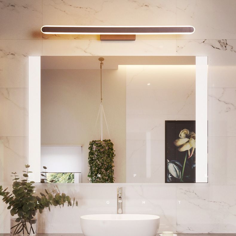 Modern Style Mirror Cabinet Bathroom Wall Lights Brown Metal Linear Shade LED Ambient Vanity Lighting