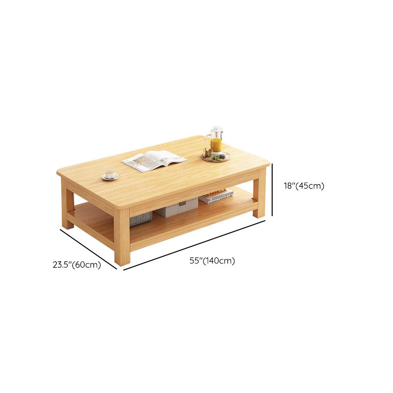 Contemporary Side Table Double Tier Wood Accent Side Table with Shelf