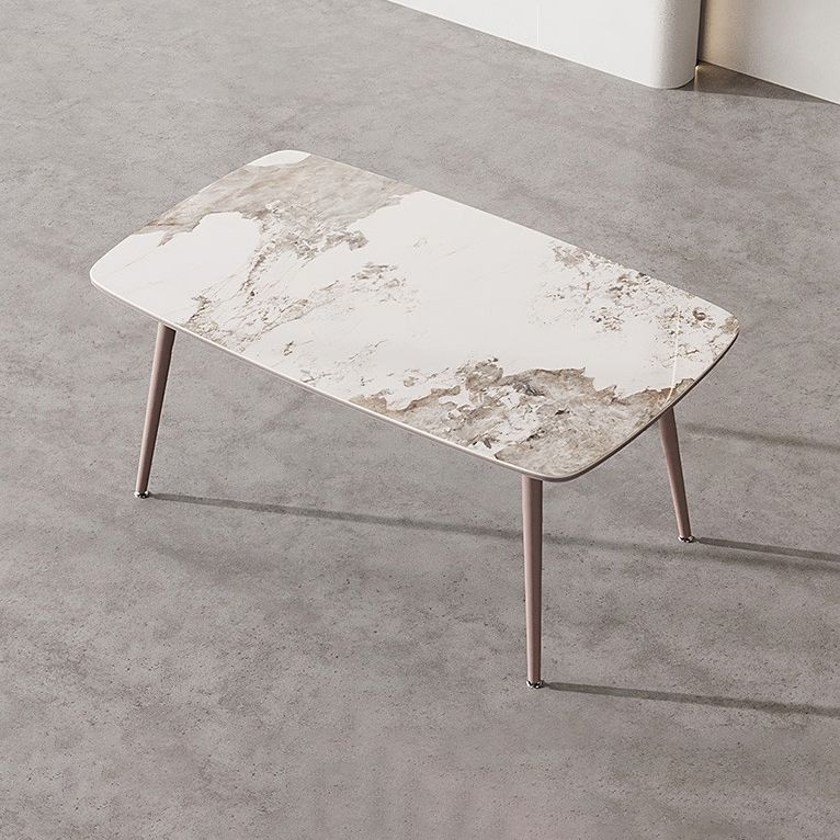 Metal Traditional Luxury Rectangle Dining Table Sintered Stone Top Table with 4 Legs