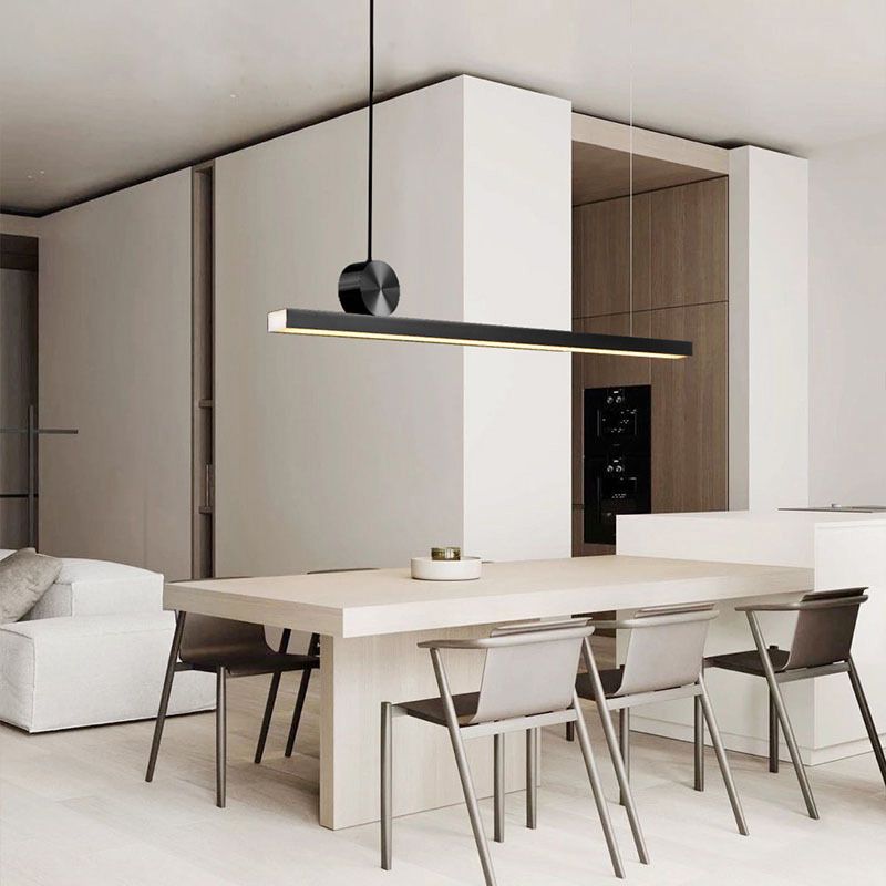 Linear Island Lighting Metallic Contemporary Simplicity Pendant Lighting Fixtures for Restaurant