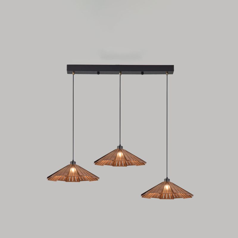 Geometry Shaped Basswood Ceiling Pendant Light Modern Style Hanging Light for Dining Room