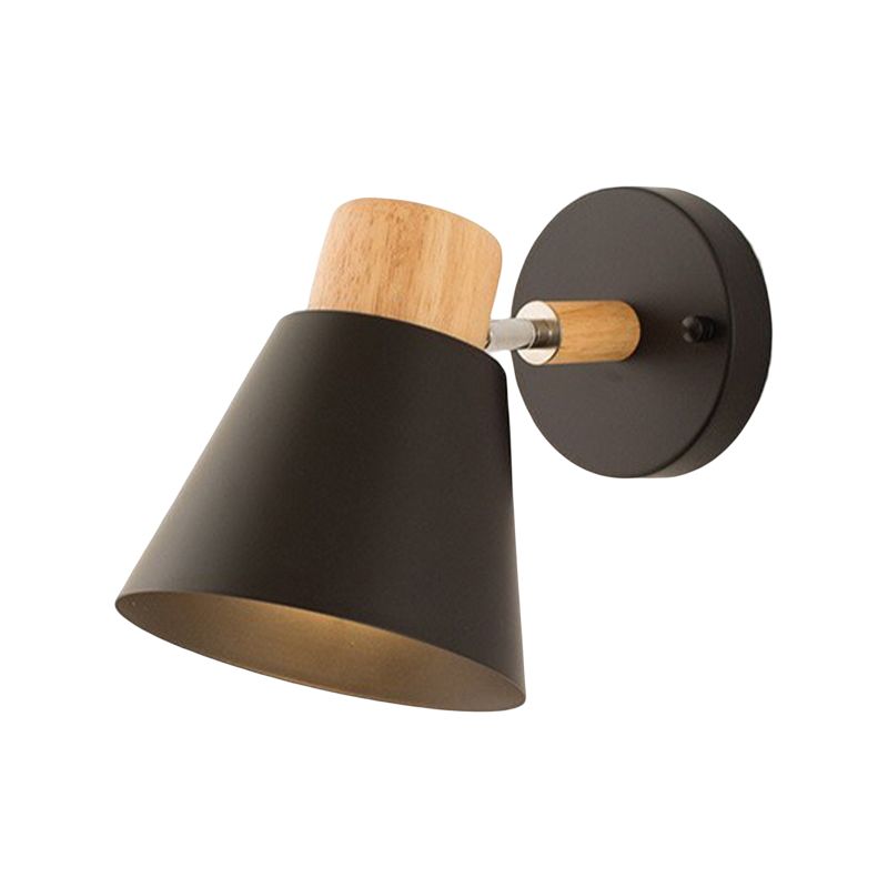 Modernism Metal Shaded Wall Light Polish Finish Wood Lighting for Room