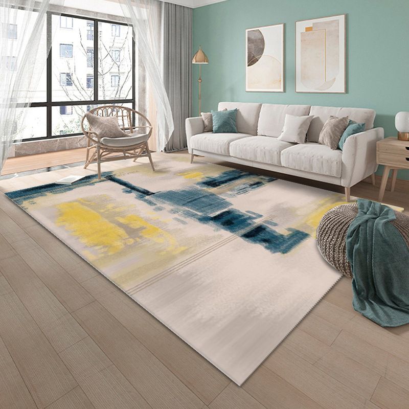 Black Modern Rug Polyester Graphic Rug Non-Slip Backing Indoor Rug for Home Decoration