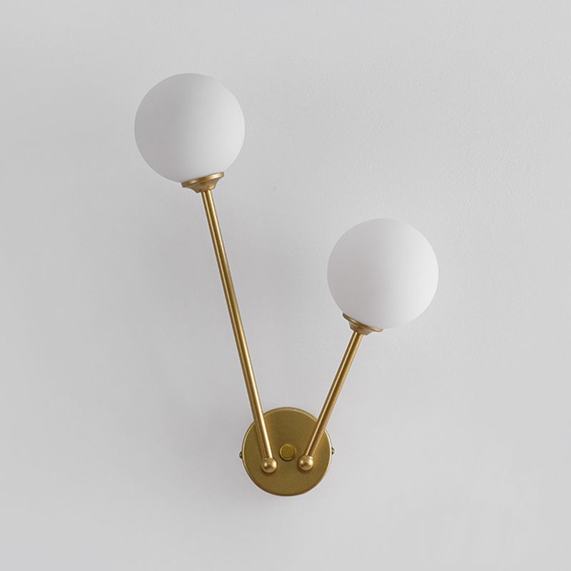 Modern Style Ball Shade Wall Light Glass 2 Light Sconces for Bedroom