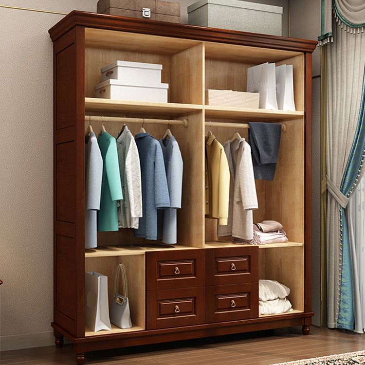 Rubberwood Cabinet with Drawers French Country Wardrobe for Home