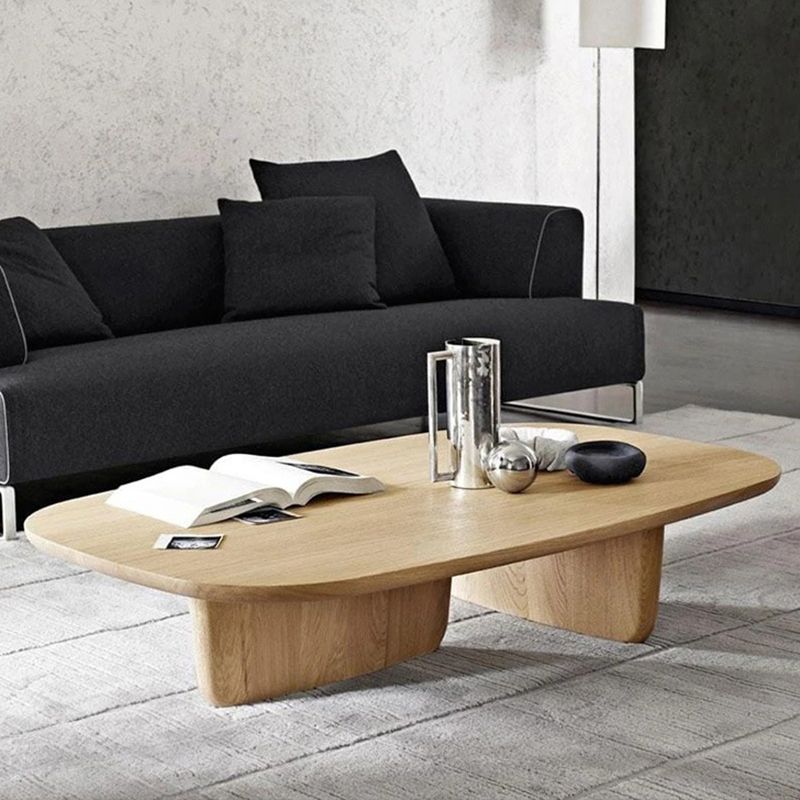 Solid Wood Coffee Table Abstract Coffee or End Table, Rectangle