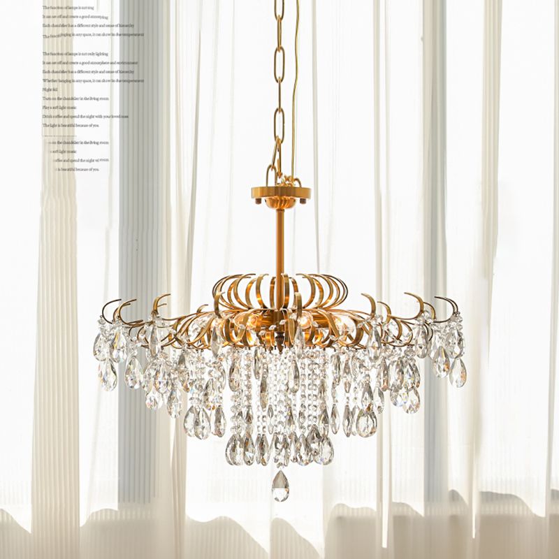 Traditional Crystal Chandelier Multi-Lights Bedroom Pendant Lamp (Without Hanging Chains)