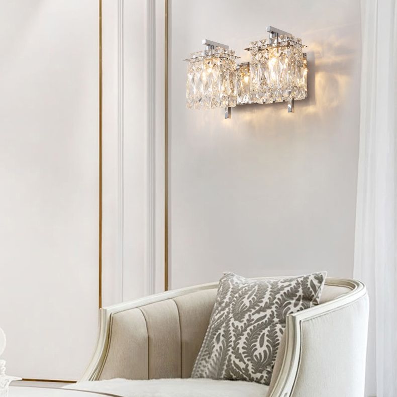 Crystal Squared Wall Lamp Sconce Modern Sconce Light Fixture for Bathroom