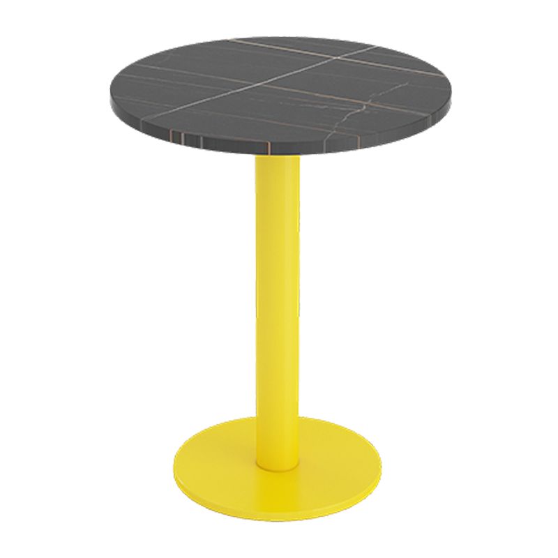 Industrial Style Sintered Stone Dinner Room Kitchen Table Black Top Table with Yellow Frame